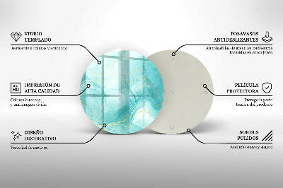 Posavaso de vidrio para velas Abstracción azul i dorada