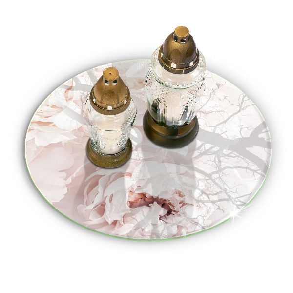 Posavaso de vidrio para velas funerarias Peonías pastel