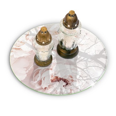Posavaso de vidrio para velas funerarias Peonías pastel