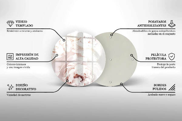 Posavaso de vidrio para velas funerarias Peonías pastel