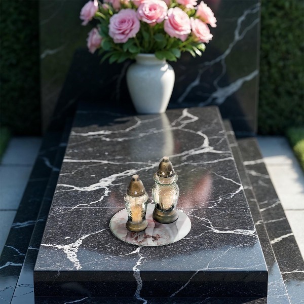 Posavaso de vidrio para velas funerarias Peonías pastel