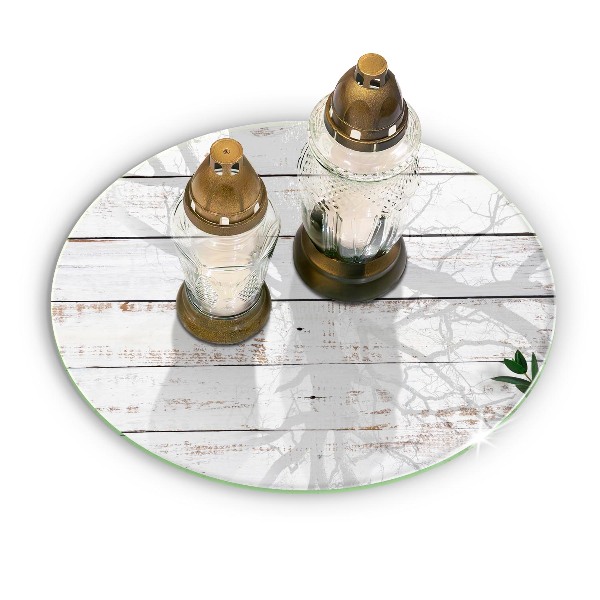 Posavaso de vidrio para velas funerarias Tablas y hojas viejas