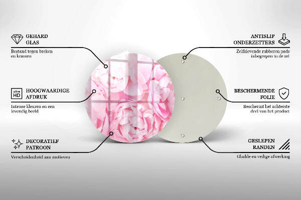 Posavaso de vidrio para velas funerarias Peonías delicadas