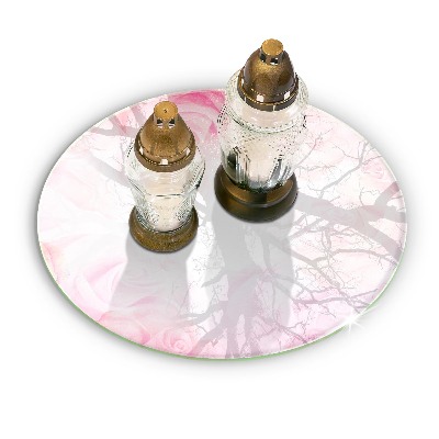 Posavaso de vidrio para velas funerarias Fondo de rosas delicadas