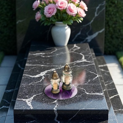 Posavaso de vidrio para velas funerarias Violeta