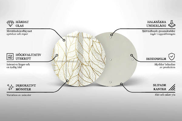 Posavaso de vidrio para velas funerarias Patrón de hoja de arte lineal