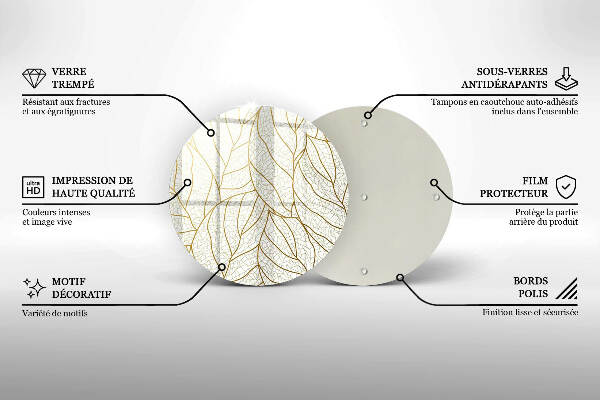 Posavaso de vidrio para velas funerarias Patrón de hoja de arte lineal