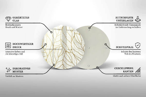 Posavaso de vidrio para velas funerarias Patrón de hoja de arte lineal