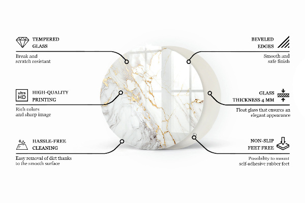 Tablero redondo Patrón de textura de mármol