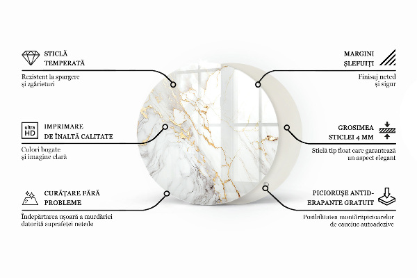 Blat okrągły Elegancki marmur z żyłkami