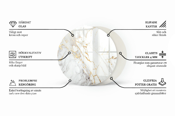 Tablero redondo Mármol elegante con vetas