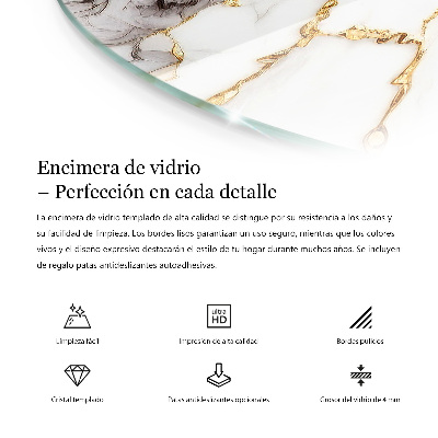 Tablero redondo Patrón de mármol veteado