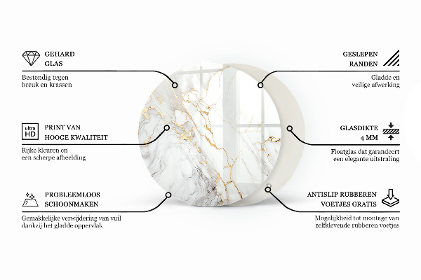 Tablero redondo Patrón de mármol veteado