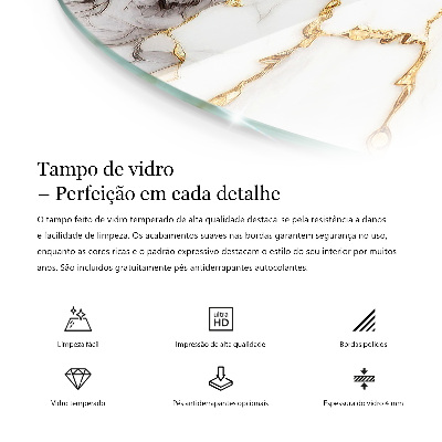 Tablero redondo Patrón de mármol veteado