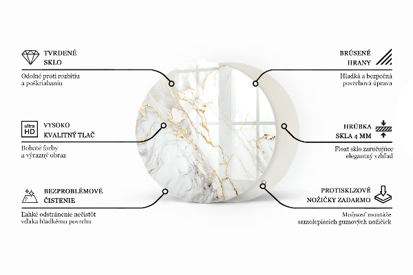 Tablero redondo Patrón de mármol veteado