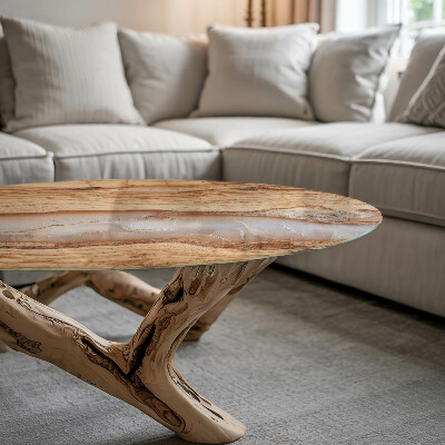 Tablero redondo Madera natural con resina