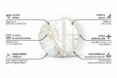 Tablero redondo Patrón de mármol con vetas