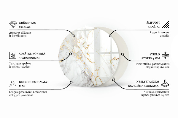 Tablero redondo Textura de piedra natural