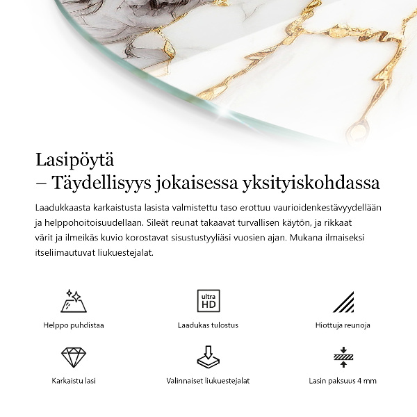 Blat okrągły Naturalny wzór marmuru