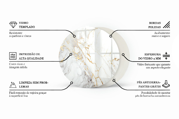 Tablero redondo Patrón de superficie de mármol