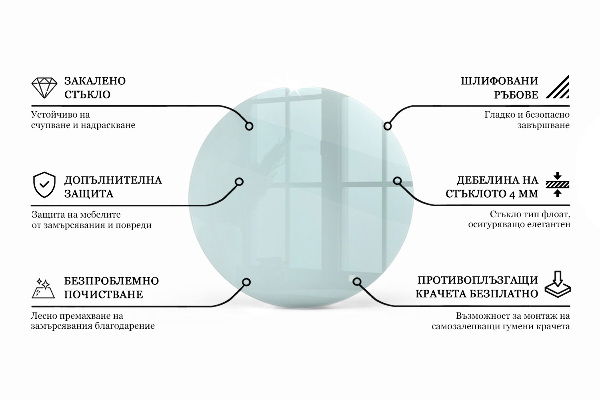 Encimera de cristal transparente redondo