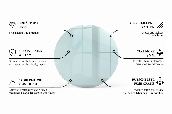 Encimera de cristal transparente redondo