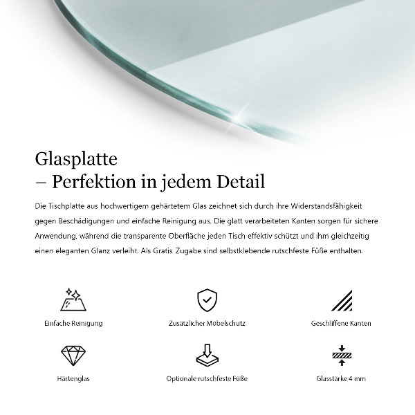 Encimera de cristal transparente redondo