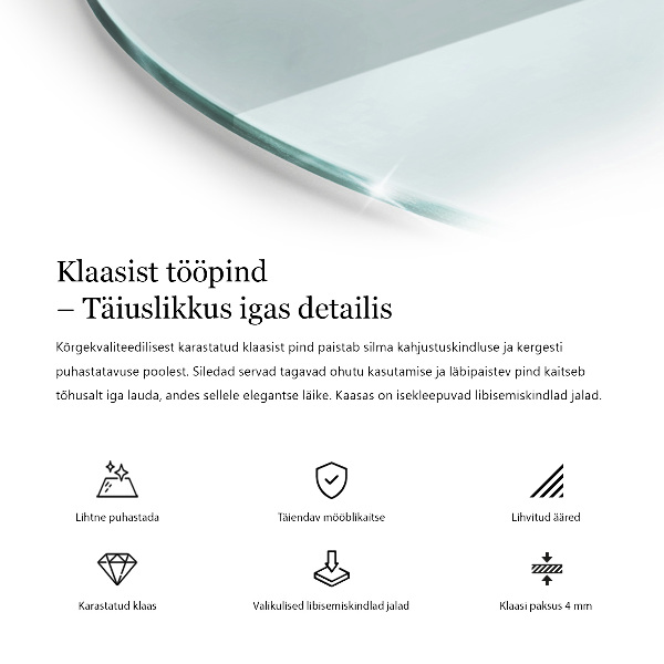 Encimera de cristal transparente redondo