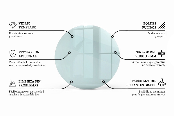 Encimera de cristal transparente redondo