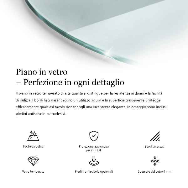 Encimera de cristal transparente redondo