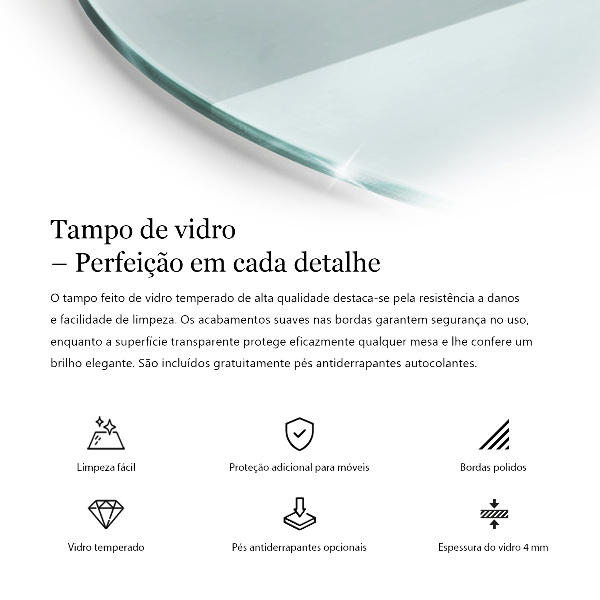 Encimera de cristal transparente redondo