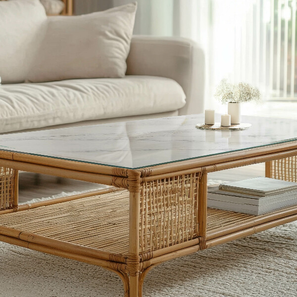 Tablero mesa rectangular Patrón que imita el mármol