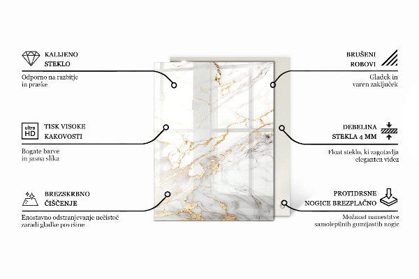 Tablero mesa rectangular Mármol con vetas delicadas