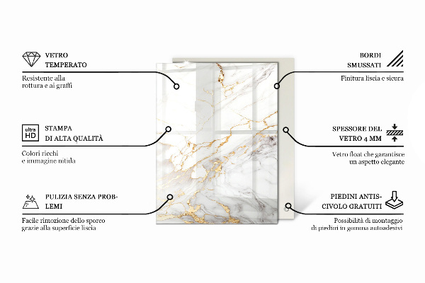 Tablero mesa rectangular Sutiles vetas de mármol