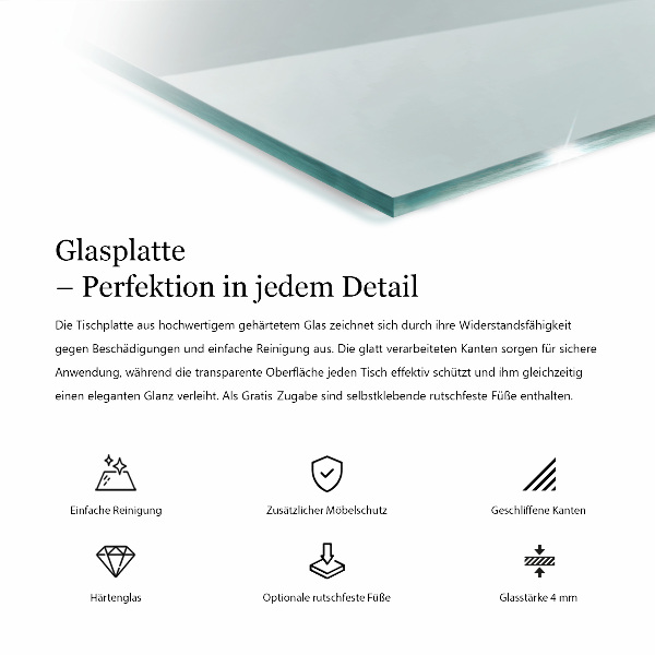 Encimera cristal rectangular transparente