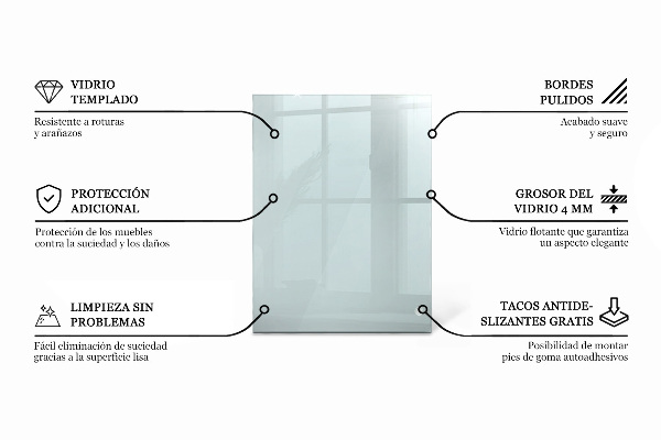 Encimera cristal rectangular transparente