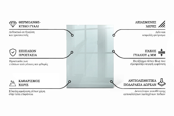 Encimera cristal rectangular transparente