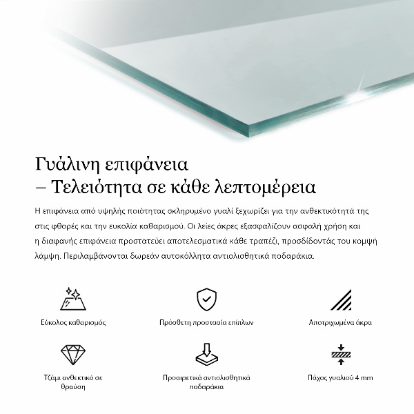 Encimera cristal rectangular transparente