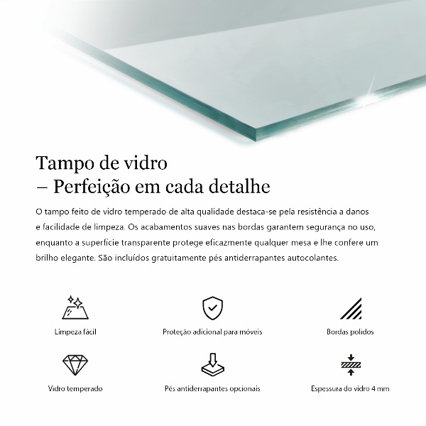 Encimera cristal rectangular transparente