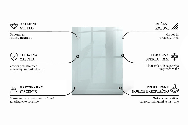Encimera cristal rectangular transparente