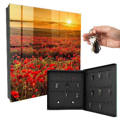Armario para llaves con diseño de campos de amapolas