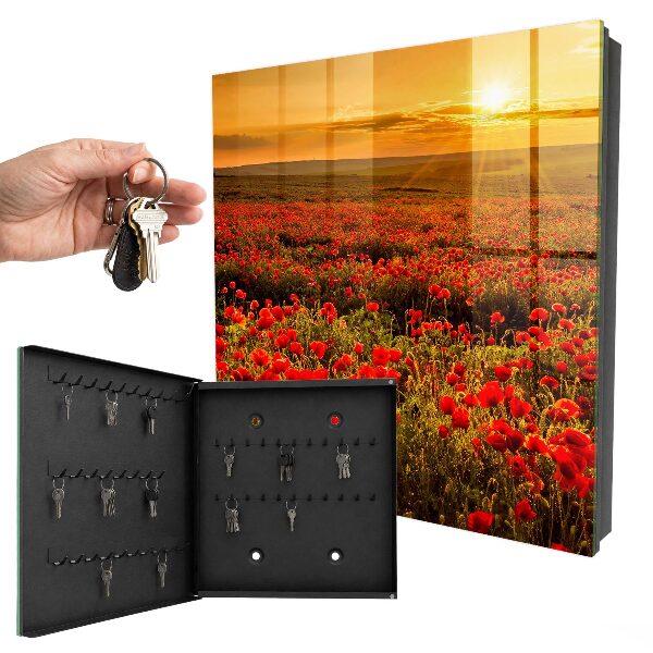 Armario para llaves con diseño de campos de amapolas