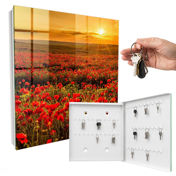 Armario para llaves con diseño de campos de amapolas
