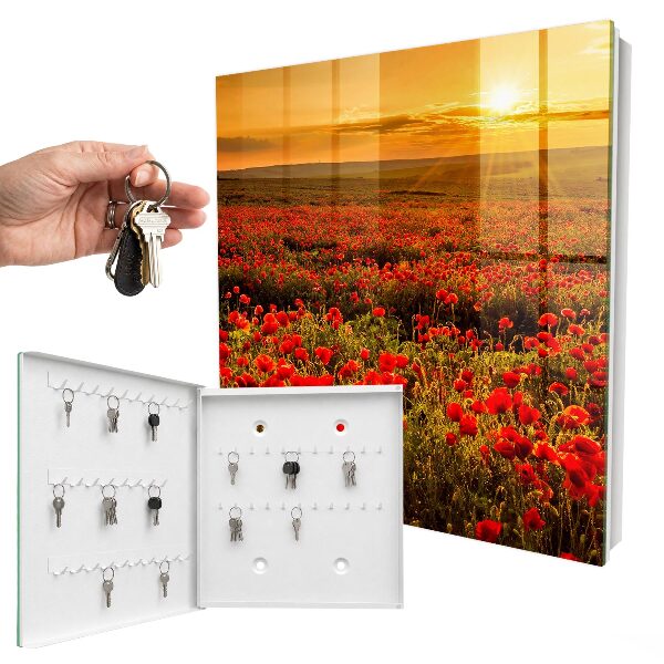 Armario para llaves con diseño de campos de amapolas