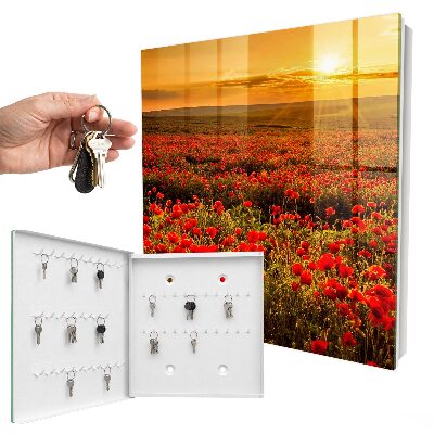 Armario para llaves con diseño de campos de amapolas