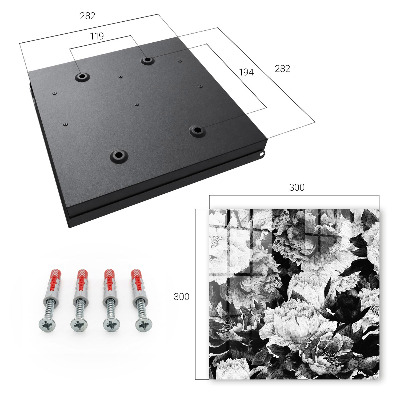 Caja para llaves con diseño de flores blancas y negras