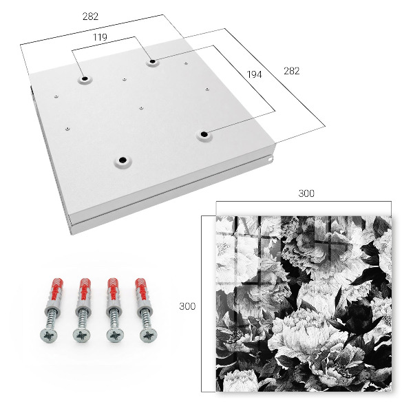 Caja para llaves con diseño de flores blancas y negras