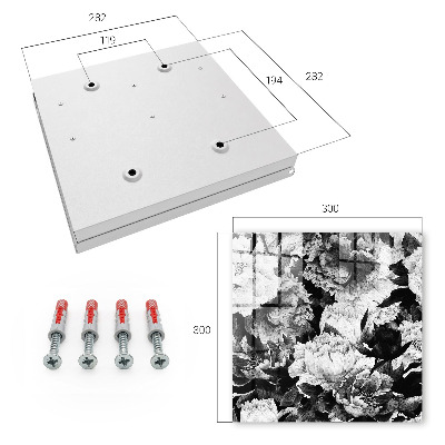 Caja para llaves con diseño de flores blancas y negras