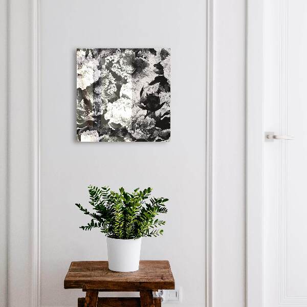 Caja para llaves con diseño de flores blancas y negras