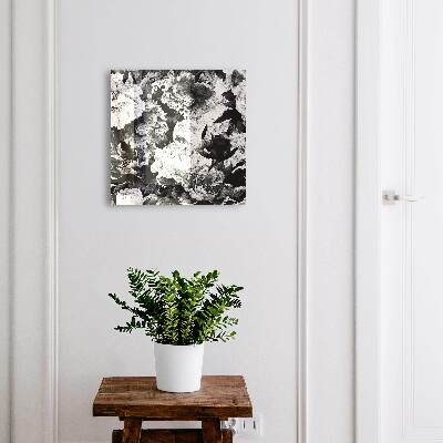 Caja para llaves con diseño de flores blancas y negras